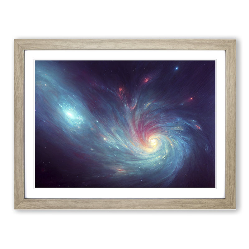 Futuristic Galaxy Vol.5 - Single Picture Frame Print, 46cm H x 64cm W x 2cm D, Oak