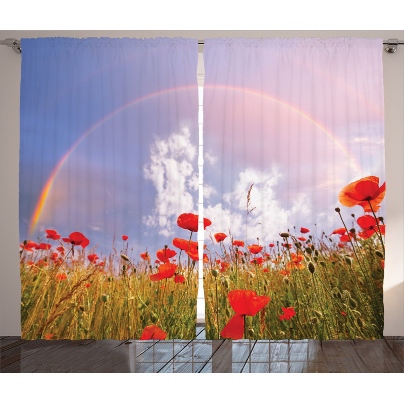 Poppy Semi-Sheer Rod Pocket Curtain Panels, 54" x 84"