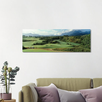 High Angle View Of A Golf Course, Princeville Golf Course, Princeville, Kauai County, Hawaii, USA by Panoramic Images - Wrapped Canvas Panoramic Gallery-Wrapped Canvas Giclée