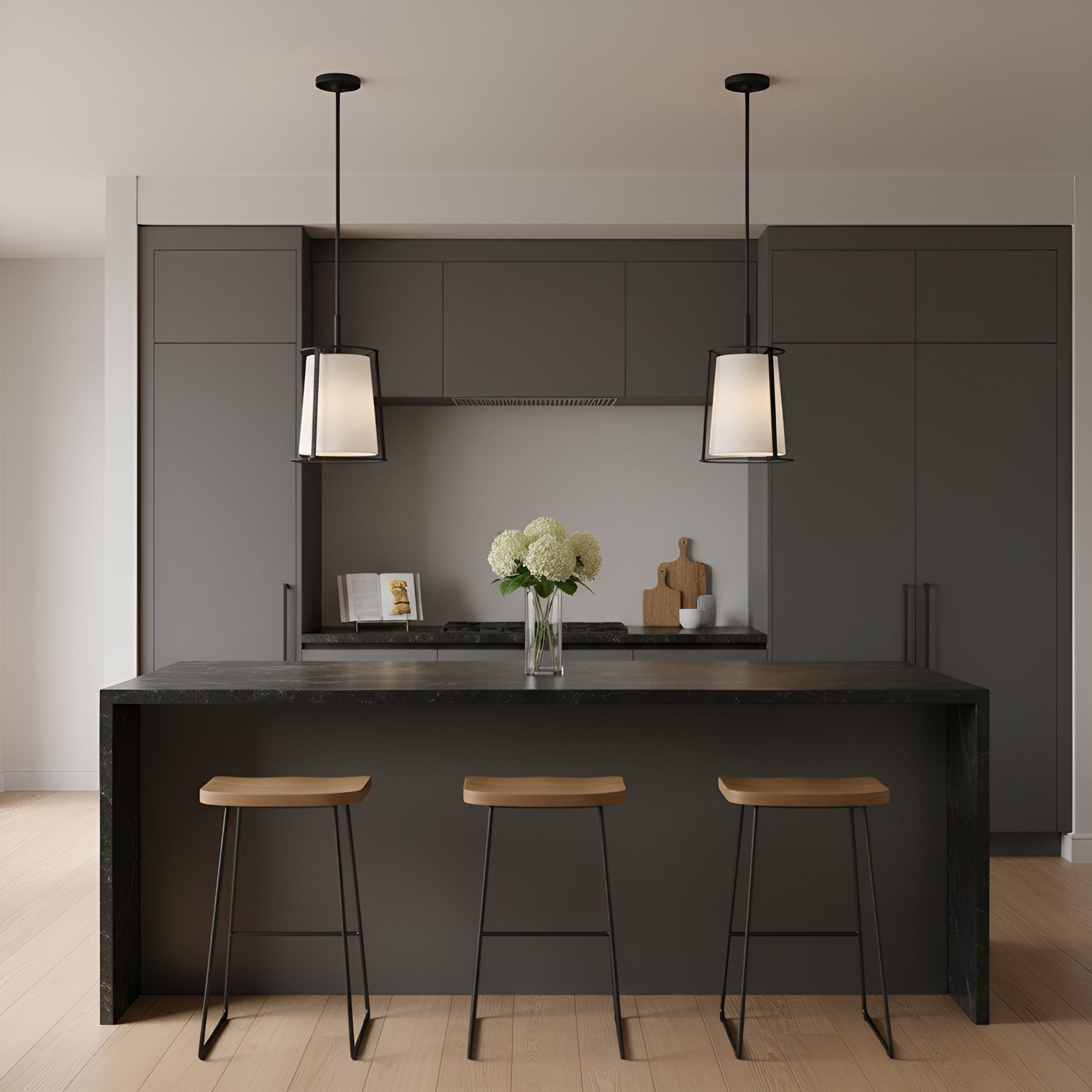 Roanne 1-Light Medium Hanging Shade, Linen, Midnight Black