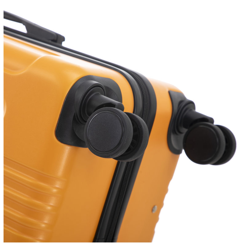 Ensemble de 3 valises rigides noires et orange en ABS avec roulettes (20 "/ 24" / 28 ")