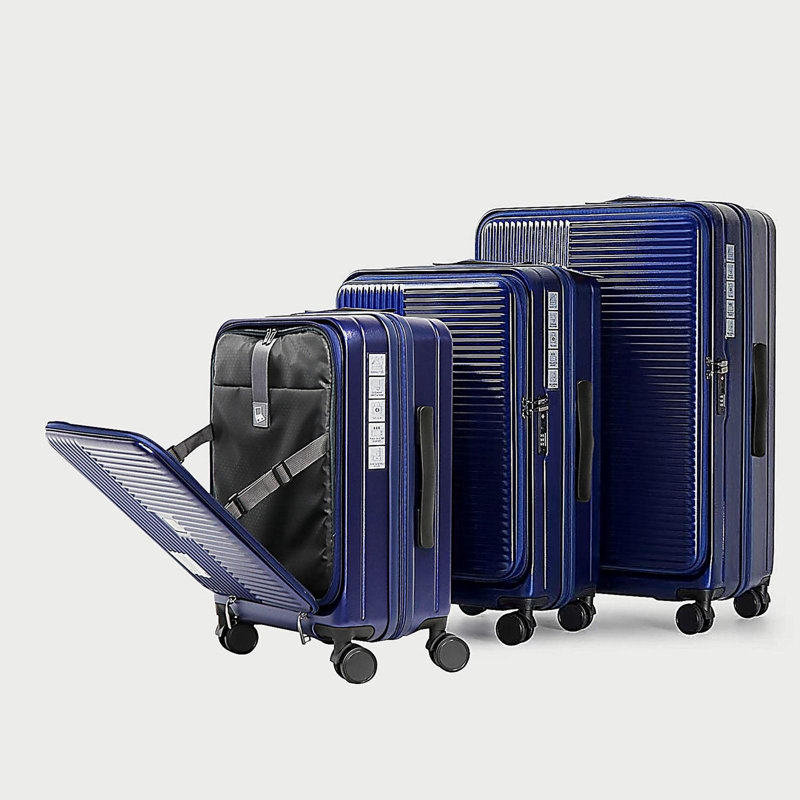 Luggage,with front opening,TSA approved lock,hardshell suitcase, Aqua Blue