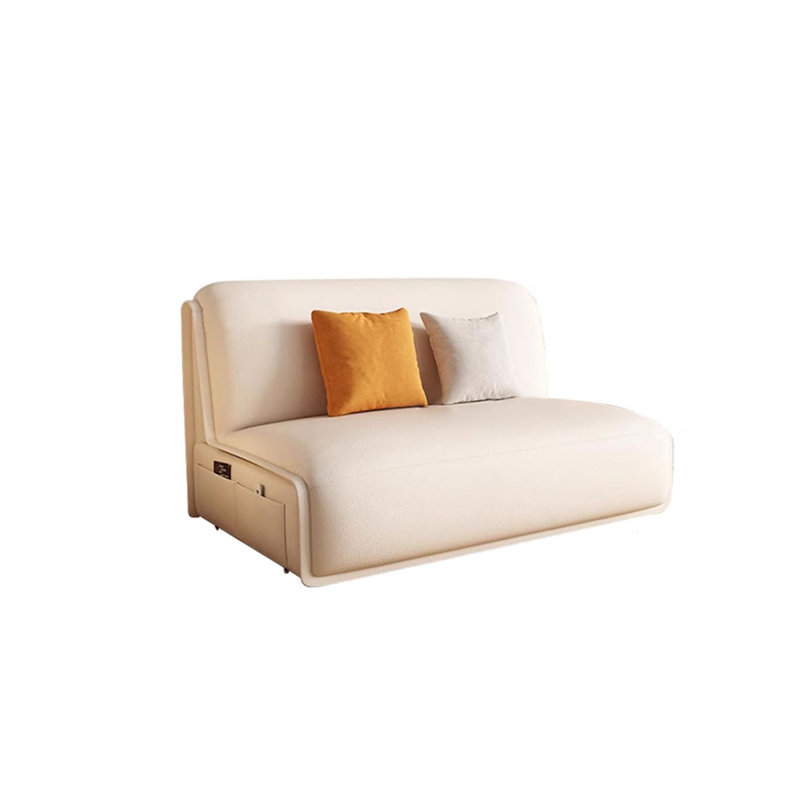 Canapé-lit modulaire en similicuir blanc crème avec rangement, H 36,61 po x l 66,93 po x P 38,58 po