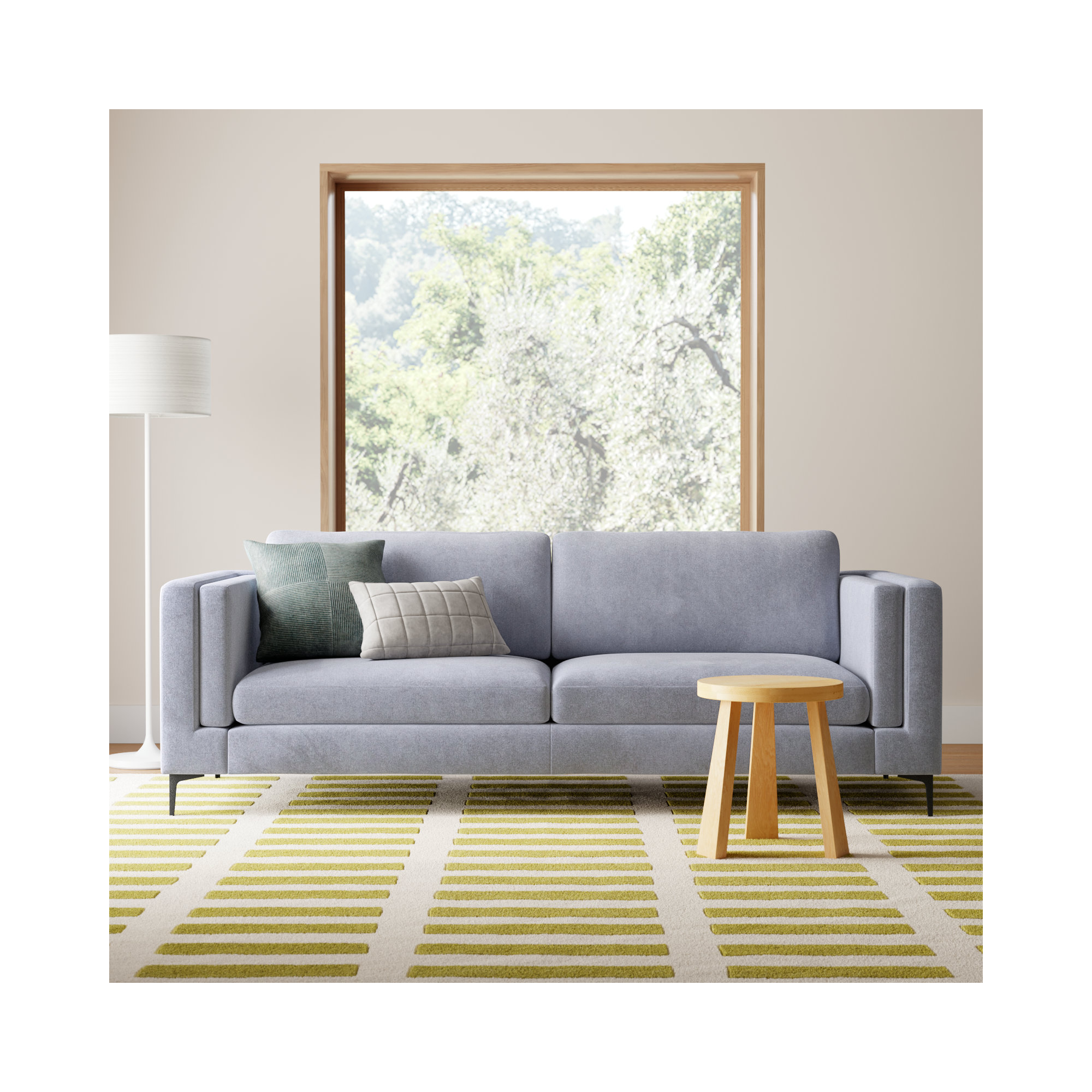 Troian 90'' Upholstered Sofa, Lux Charcoal Performance Chenille, Black