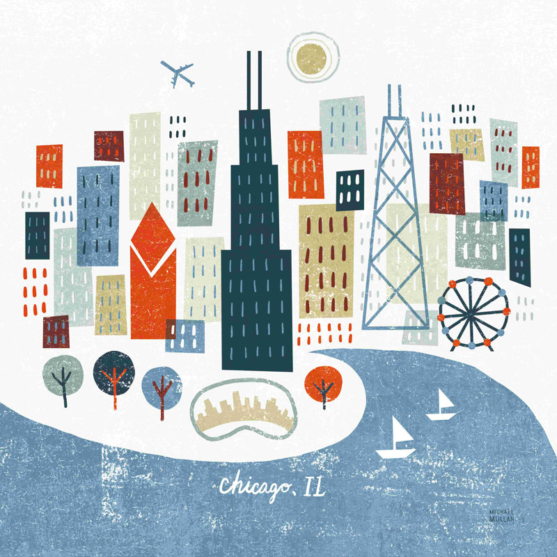 «Colorful Chicago» par Michael Mullan, impression sur toile tendue, H 12 po x l 12 po, Non