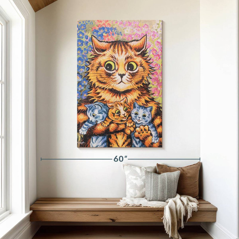 Brampt A Cat With Her Kittens, 48" H x 32" W