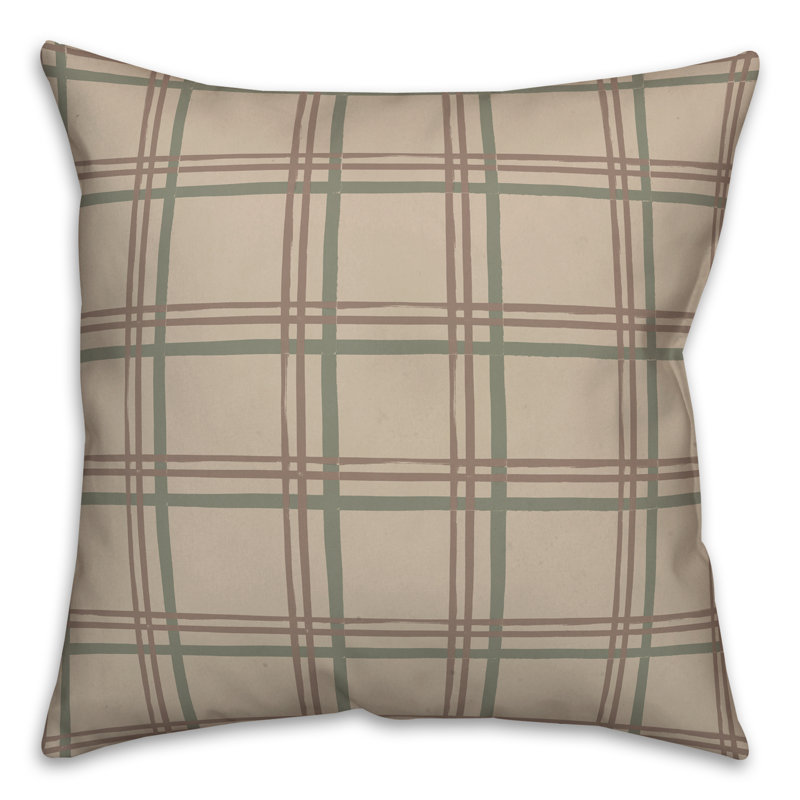  Plaid Square Throw Pillow, Brown