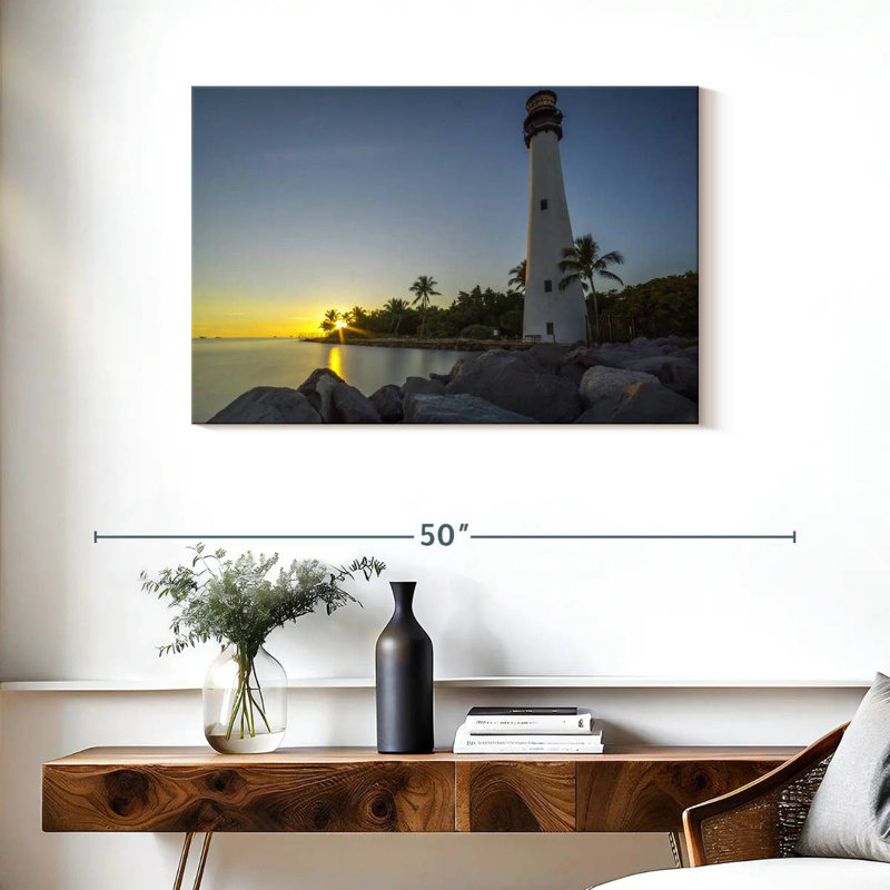 Key biscayne lighthouse sunset Aletra, H 24 po x l 36 po