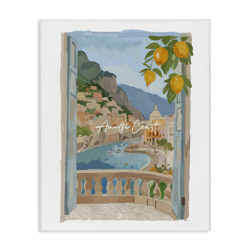 Art mural sur toile Amalfi Coast Architecture, design par Amelia Noyes, H 20 po x l 16 po