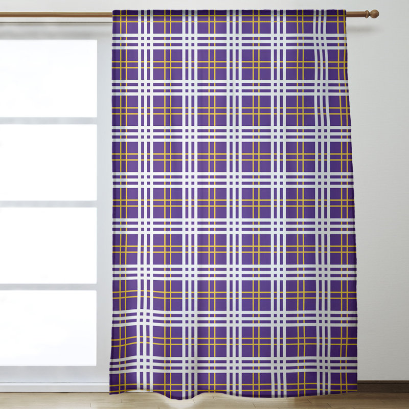 Room Darkening Curtain Single Panel, Purple/White/Yellow