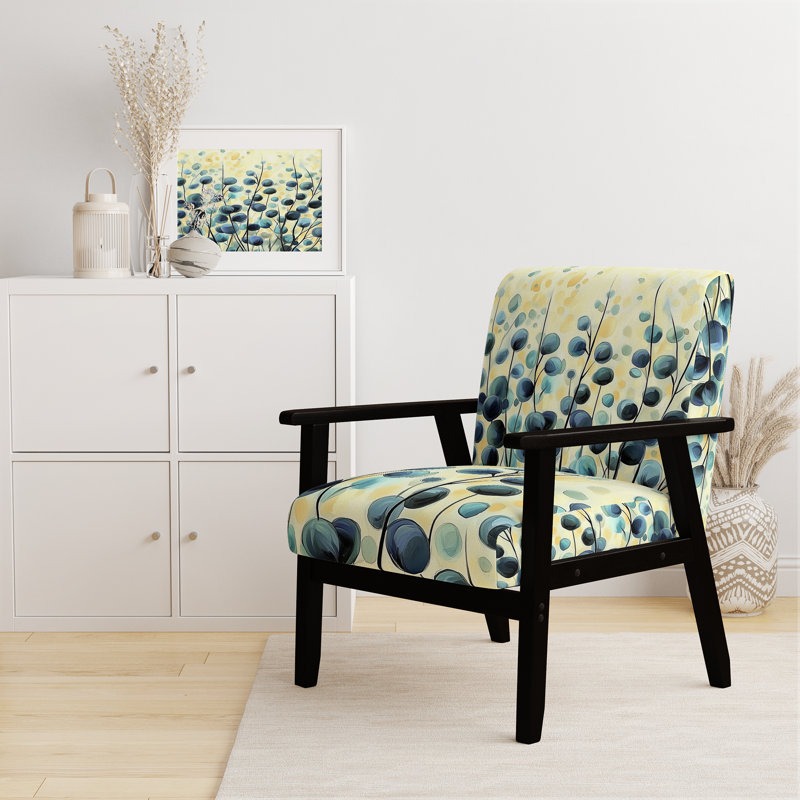 Chaise d'appoint en eucalyptus - Fauteuil Eucalyptus Garden In The Summer, Black Square Arms