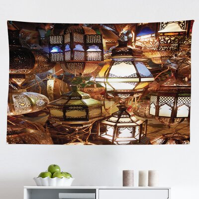 Moroccan Tapestry, Lanterns Souk Evening Culture Historical Traveling Destinations, Fabric Wall Hanging Decor For Bedroom Living Room Dorm, 28"" X 23"", -  East Urban Home, 32BC5854D087497F89ADFD22DD5D196E