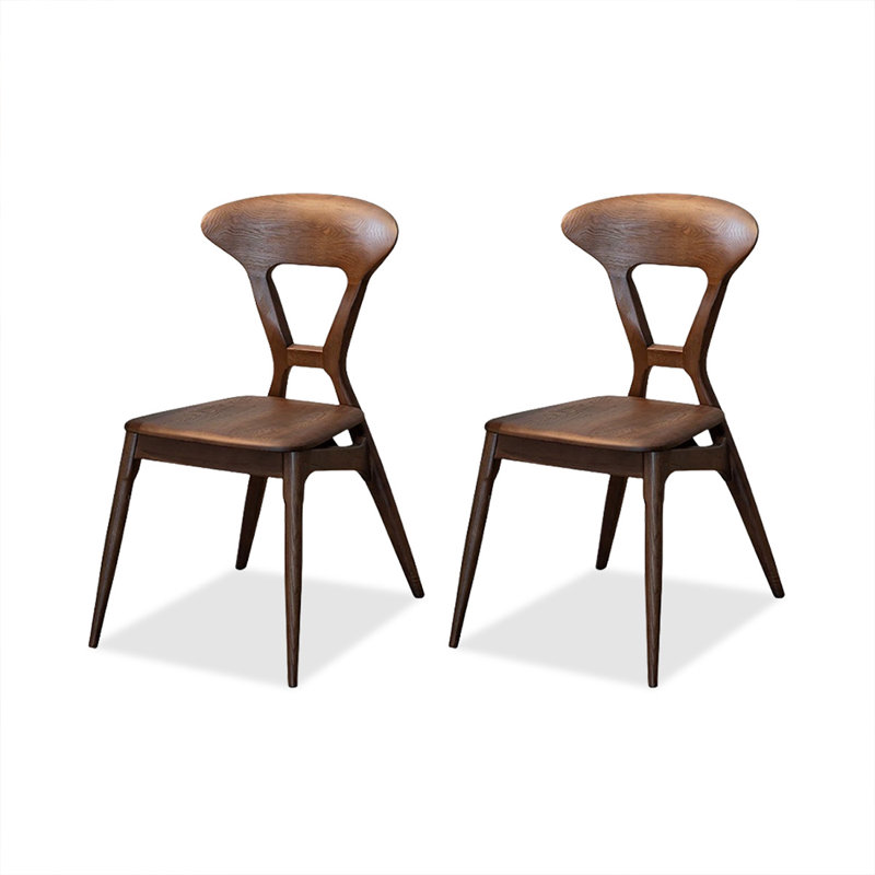 17.91" Nut-brown Solid back side Chair(Set of 2)