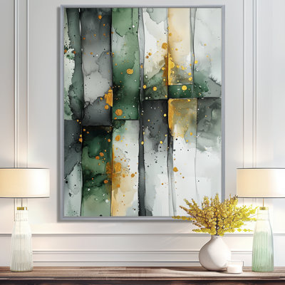 Gold Green Ethereal Optical Currents II - Fauvism Framed Wall Art