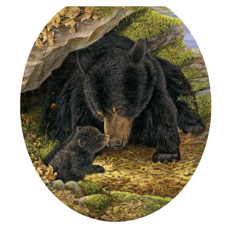 Décalcomanie de siège de toilette Lodge Black Bears - couvercles de toilette en vinyle , Rond