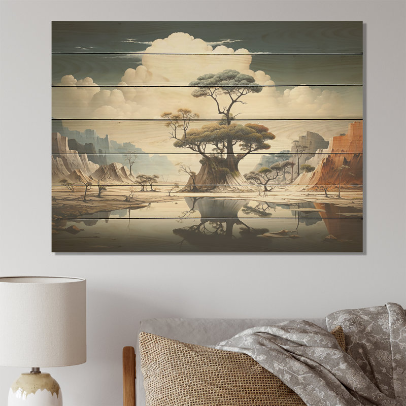«Mind-Blowing», paysage abstrait sur bois, H 10 po x l 20 po