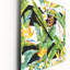 Horloge murale moderne feuillage tropical et fleurs jaunes IV-1409018062