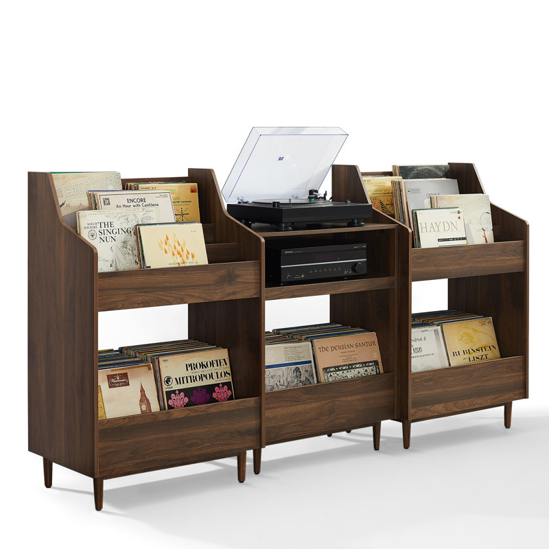 Liam 45.25 " H Media Shelves, Walnut