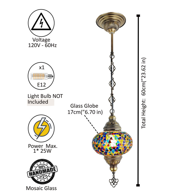 Lustre Roneal, Rouge, H 23,62 po x l 10 po x P 10 po