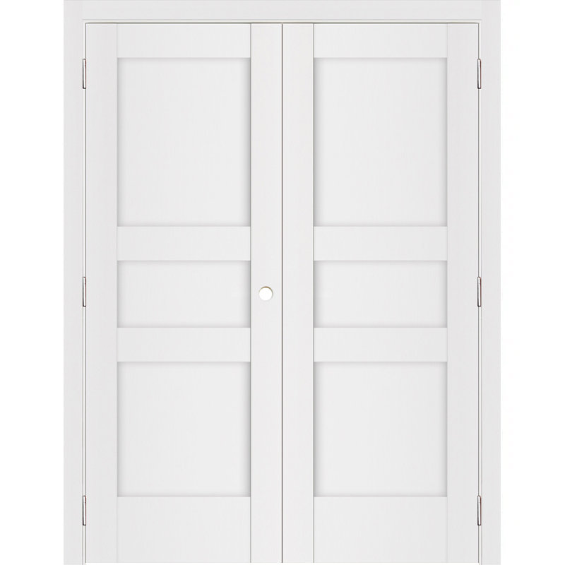 Double porte intérieure stratifiée blanc doux pré-suspendu Stile 039, 48 po x 96 po, S'ouvre à gauche vers l'intérieur