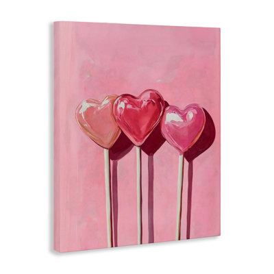 Trois sucettes sur toile rose, design par Arlington Prints