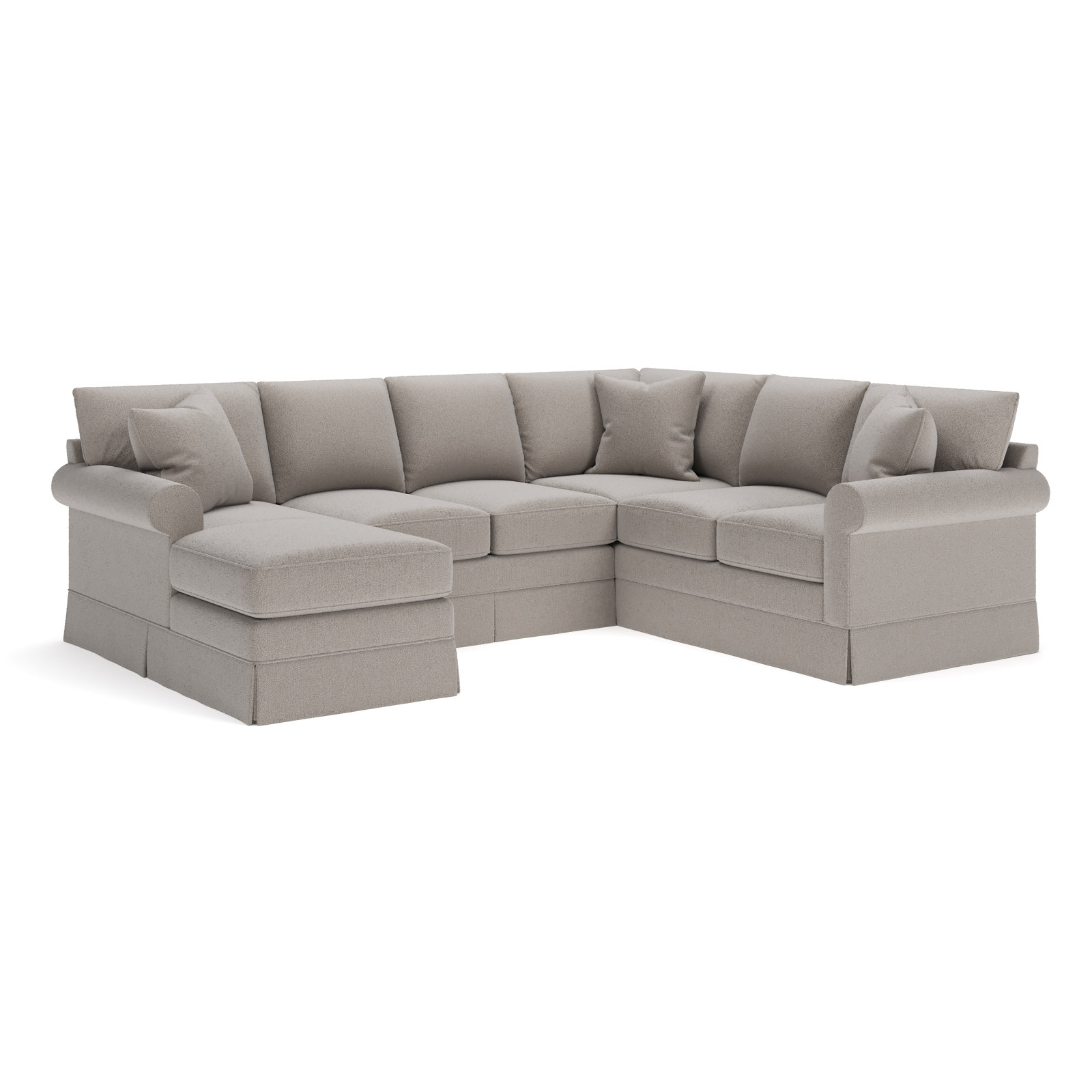 Friedman Upholstered Chaise U-Sectional, Left Hand Facing, Apollo Pebble Boucle