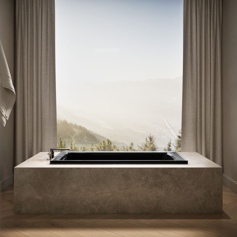 Archer Drop-In Bath with Reversible Drain, Black