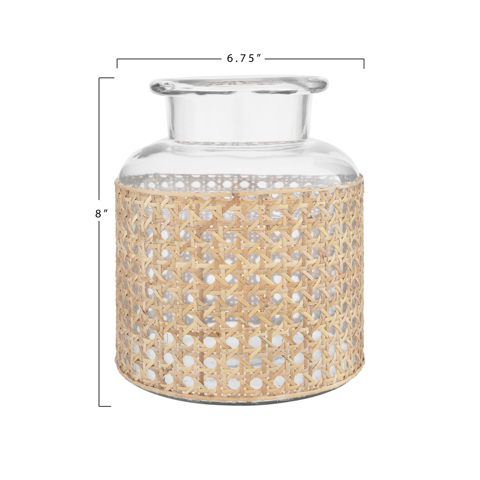 Fogel Glass Table Vase, 8" H x 6.75" W x 6.75" D, Clear