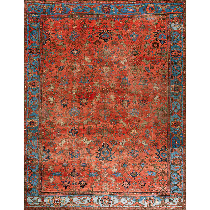 Tapis Sultanabad antique à motif floral tribal rustique de grande taille