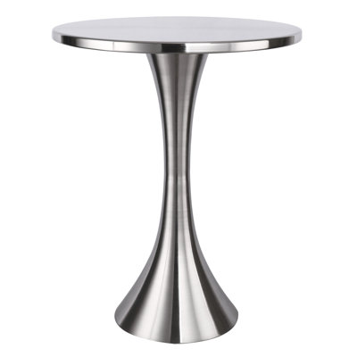 Indoor Contemporary Accent Table In Brushed Nickel Spun Metal, 19 Inches Deep, 24 Tall, 13.5 Lbs, 50 Lbs Limit, Assembly Needed Metal Table, 19x19x24 Dimensions, Weight, Capacity, Required