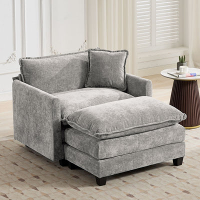 Fauteuil d'appoint surdimensionné en chenille de nuage avec repose-pieds Schmucker