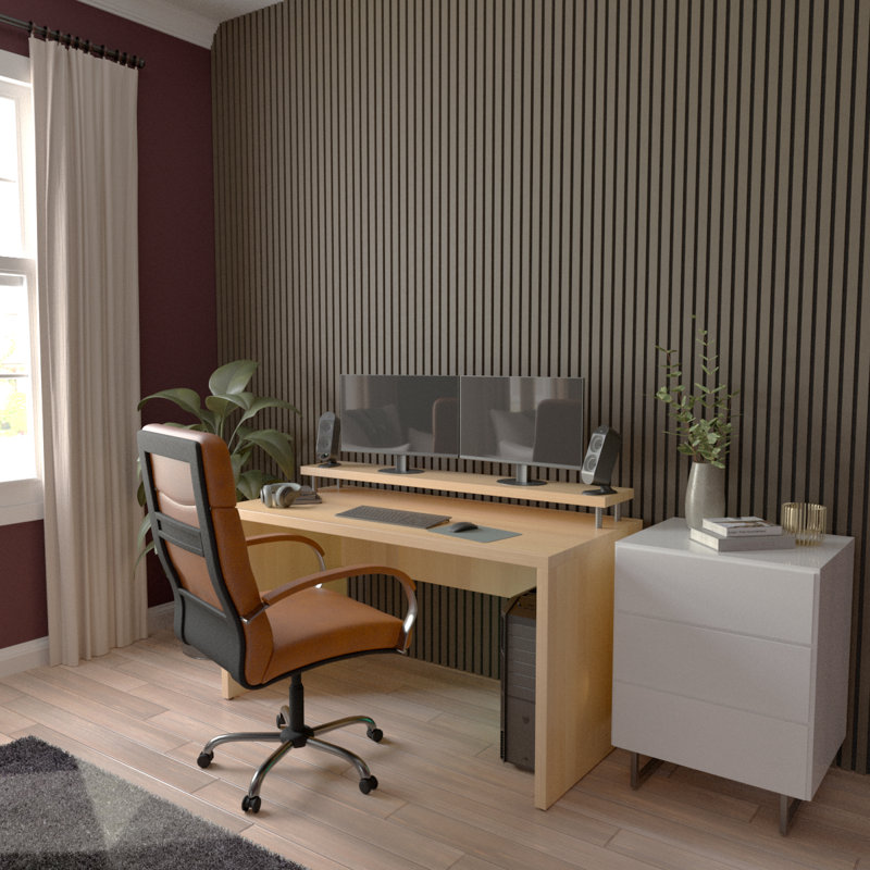 Panneau mural à lattes de taille moyenne AcoustixPro avec l 11 po x H 94 1/2 po, Gris carbone