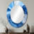 Blue And White Abstract Spiral Cyclone Tranquility - Modern Oval Wall Mirror-2095383016