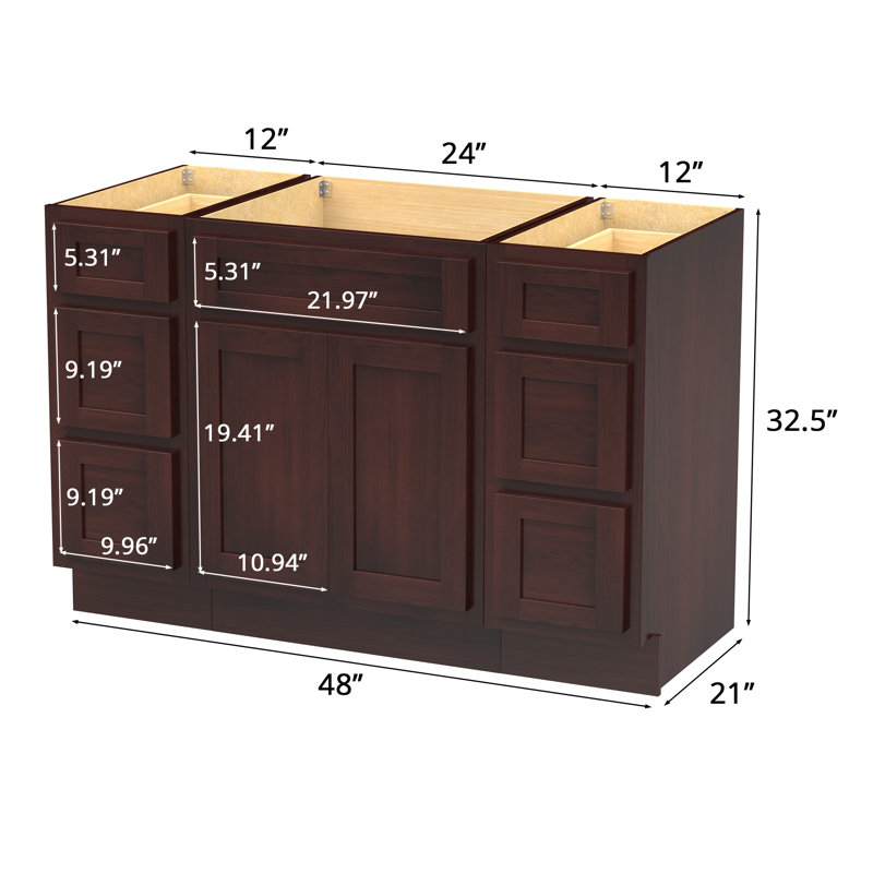 48'' Single Bathroom Vanity Base Only, Brown