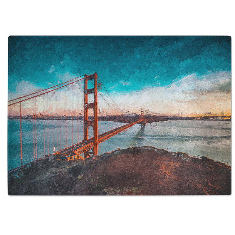 Tempered Glass The Golden Gate Bridge in San Francisco Bay Chopping Board, 39 cm W x 28.5 cm L