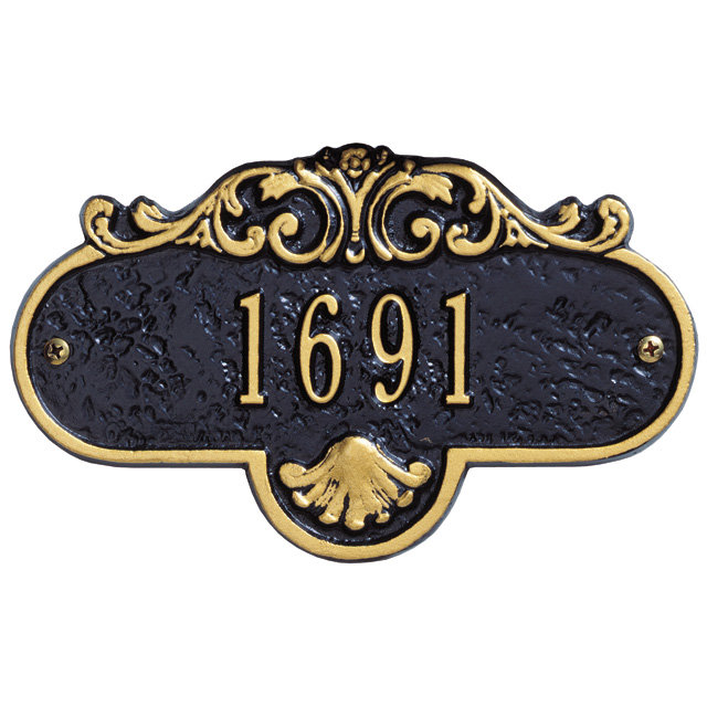 Plaque d'adresse murale sur 1 ligne Rochelle, Noir et or, Oui