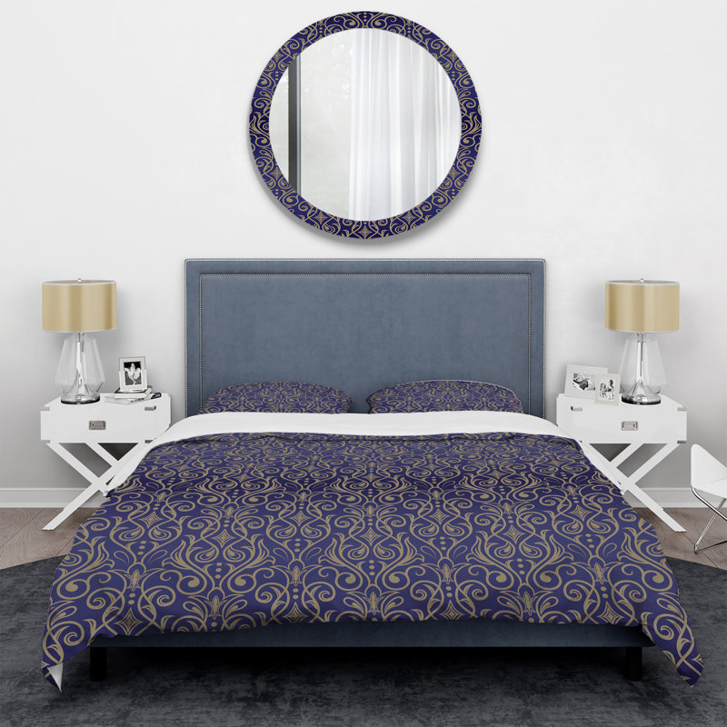 Purple Damask - Abstract Duvet Cover Set - Microfiber Polyester, King Duvet Cover + 2 King Shams