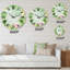 Horloge murale moderne feuillage tropical, fleurs jaunes avec flamant rose I-93600940