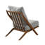 Élégant fauteuil d'appoint en chenille grise avec coussin en mousse et structure en bois d'hévéa brun-134540766