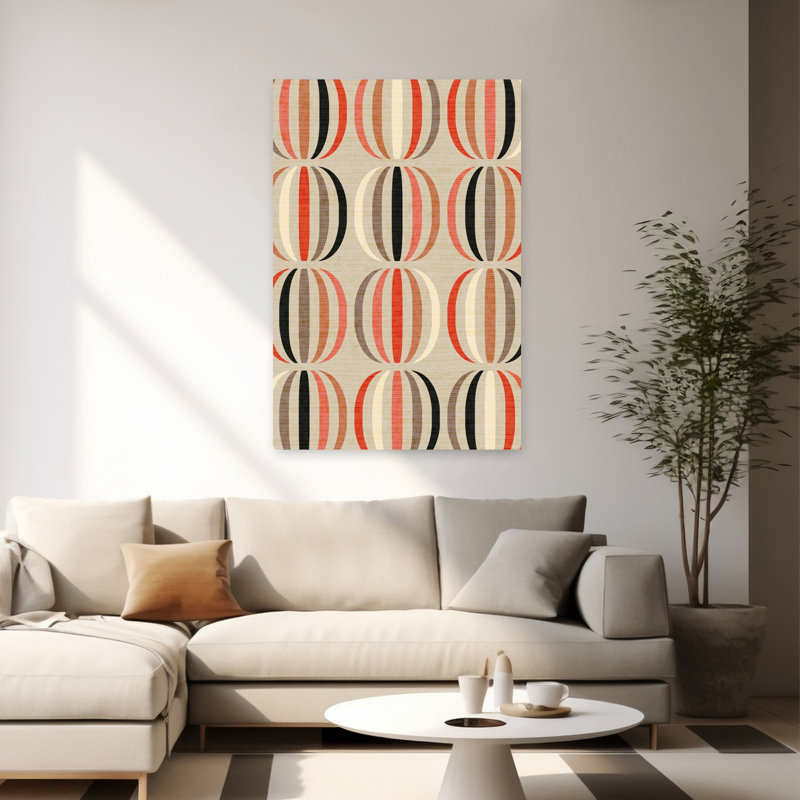 Art contemporain contemporain à motif géométrique audacieux, H 60 po x l 40 po