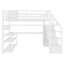  Lit mezzanine double en métal, bureau en L et garde-robe d'escalier à DEL avec station de charge pour chambre de fille, blanc-1985317964