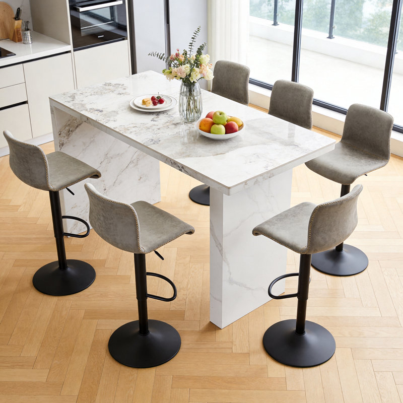 Ensemble de tabourets de bar, tabourets de bar à hauteur de comptoir avec dossier, tabourets de bar réglables de 24 à 32 po, tabourets de bar en similicuir pour îlot de cuisine