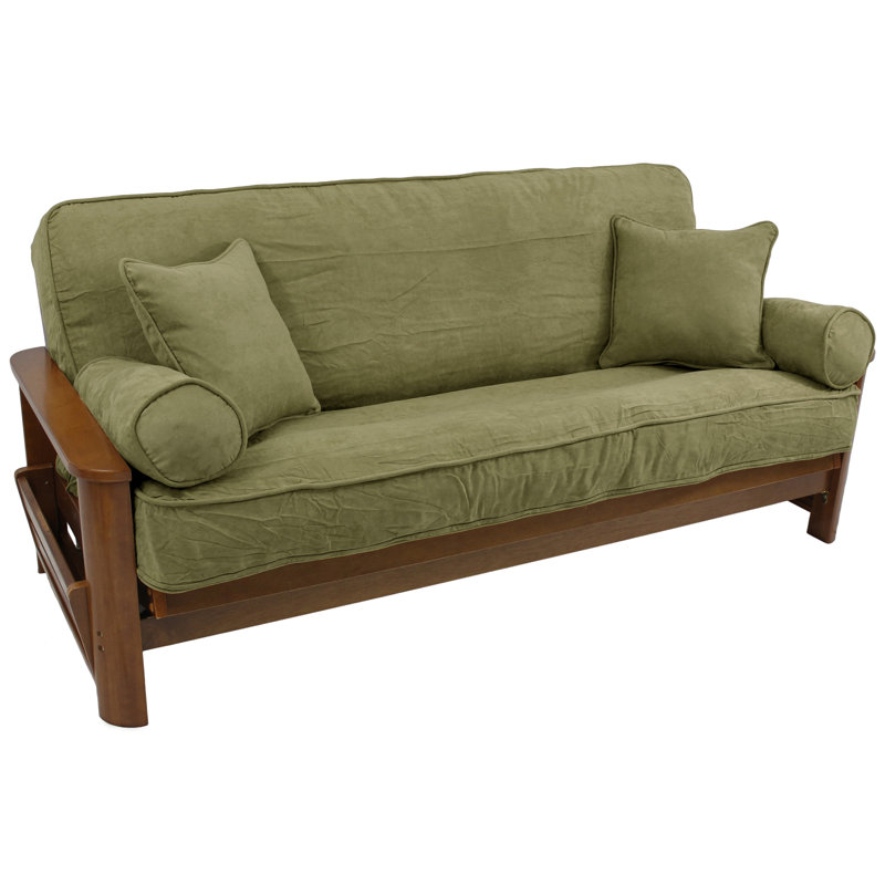 Polyester and Microfiber / Microsuede Box Cushion Futon Slipcover, 3 Piece, Sage