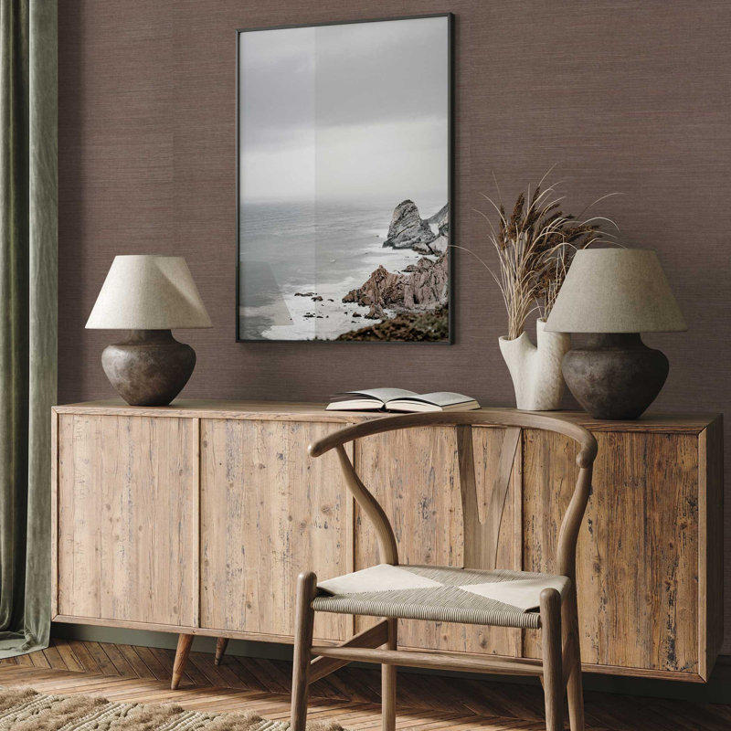 Sisal Monochromatic Authentic Grasscloth Wallpaper, Brown