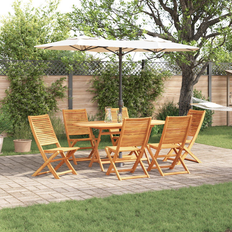6 - Person Wood Patio Dining Set with Rectangular Table