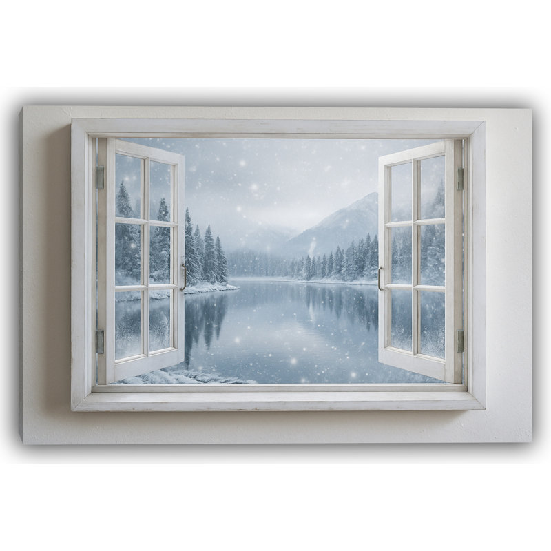 Snowfall Reflection – Winter Window View Landscape Wall Art