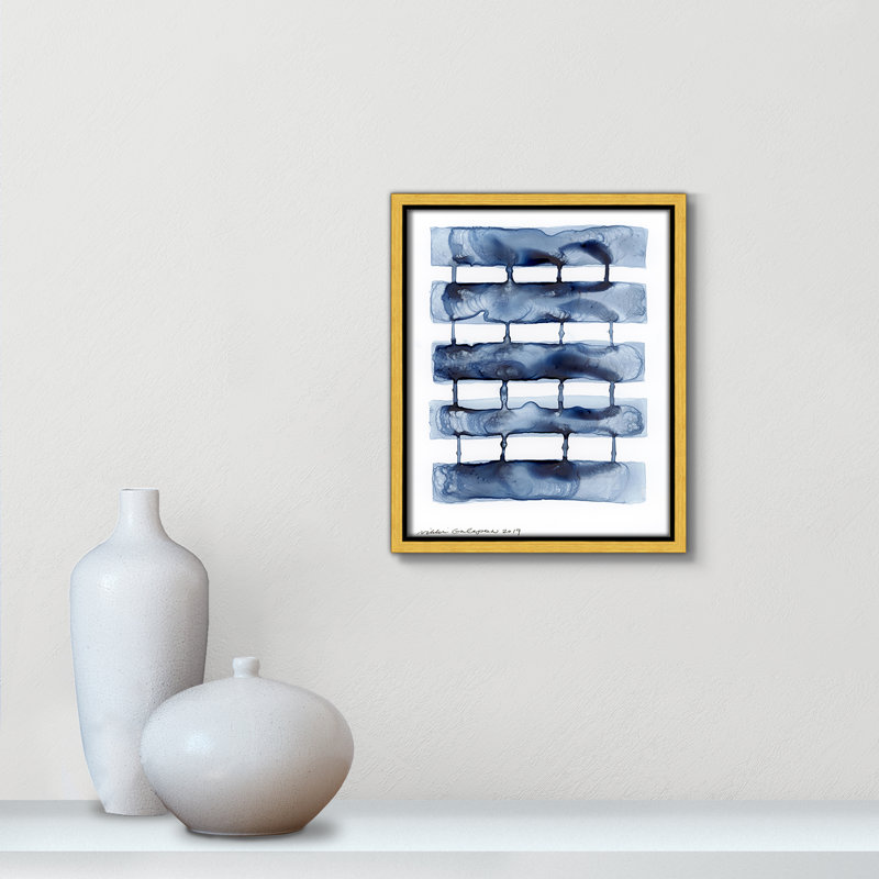 Gareth Stitched Together I by Nikki Galapon - Solid Wood Rectangle Print Single Piece Item on Canvas, Gold Framed Canvas