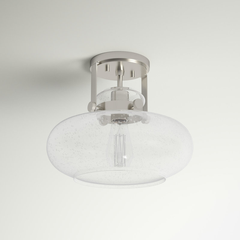 Plafonnier semi-encastré 1 lumière 12 po Deebora, Nickel brossé