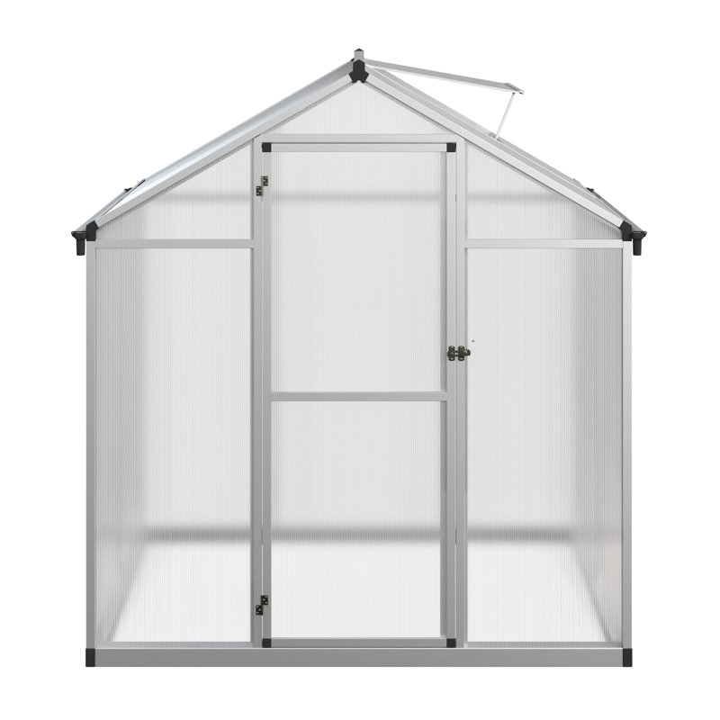Walk In Greenhouse - Serre d'extérieur 4 pi x 6 pi avec évent de toit et gouttière - Panneaux robustes en polycarbonate avec cadre en aluminium 