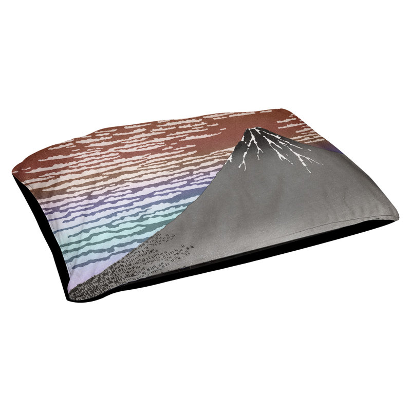 Coussin pour chien d'intérieur / extérieur Burkart, Grand (H 17 po x l 52 po x P 42 po), Orange / gris / bleu clair